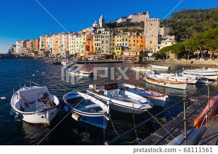 View on Portovenere in the province of La Spezia in Italy 68111561