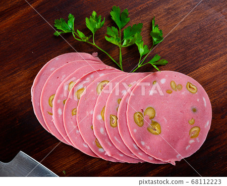 Mortadella sausage with olives Mortadella sausage with olives 68112223