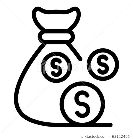 Money bag icon, outline style - Stock Illustration [68112495] - PIXTA