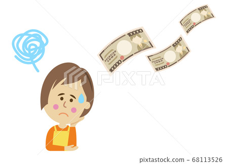 Illustration image of a housewife whose money is decreasing 68113526