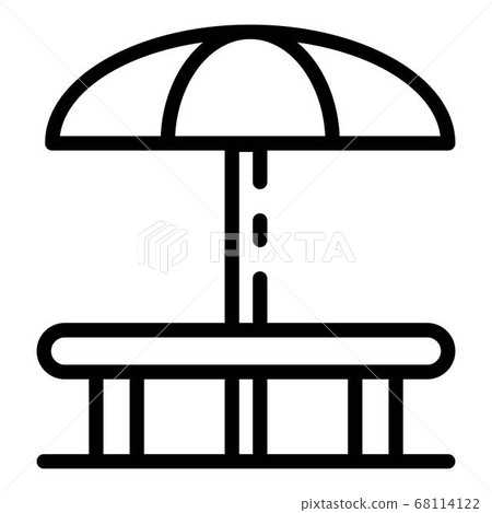Round table and umbrella icon, outline style Round table and umbrella icon, outline style 68114122