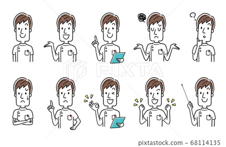 Vector illustration material: young male nurse set, collection Vector illustration material: young male nurse set, collection 68114135