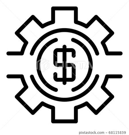 Money gear icon, outline style Money gear icon, outline style 68115839