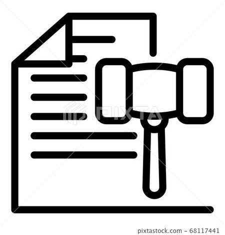 Judge gavel paper icon, outline style 68117441