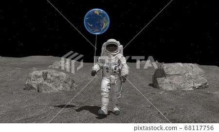 Atsronaut with a ball in the shape of the Earth is 68117756
