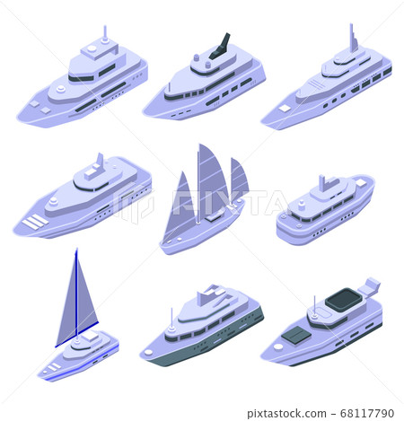 Yacht icons set, isometric style - Stock Illustration [68117790] - PIXTA