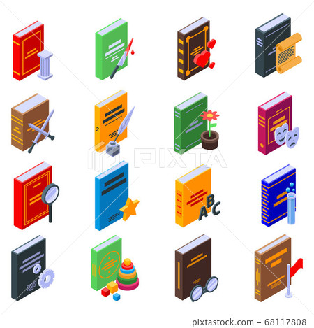 Literary genres icons set, isometric style 68117808