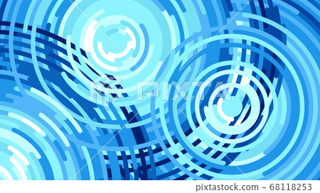 Waves from the rain, water drop, Vector flat illustration 68118253
