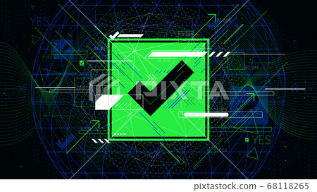 Tech futuristic green check mark symbols OK, Tech futuristic green check mark symbols OK, 68118265
