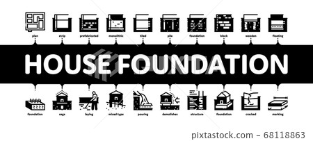 House Foundation Base Minimal Infographic Banner Vector House Foundation Base Minimal Infographic Banner Vector 68118863