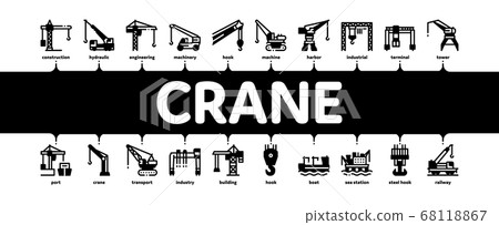 Crane Building Machine Minimal Infographic Banner Vector Crane Building Machine Minimal Infographic Banner Vector 68118867