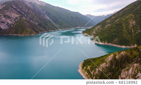 Beautiful mountain turquoise color lake Karasuu in Beautiful mountain turquoise color lake Karasuu in 68118992