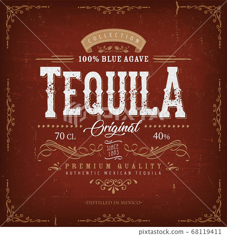 Vintage Mexican Tequila Label For Bottle 68119411