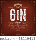 Vintage London Gin Label For Bottle 68119413