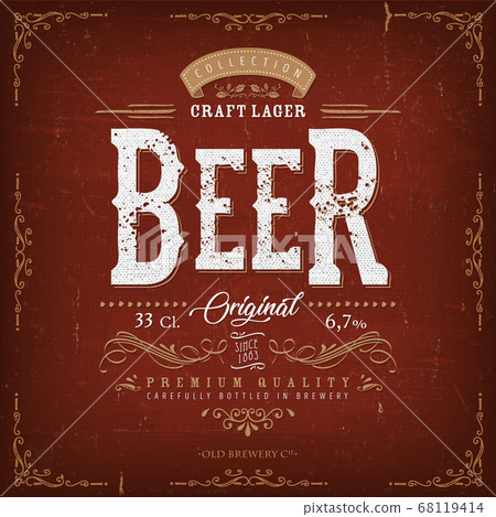 Vintage Beer Label For Bottle Vintage Beer Label For Bottle 68119414