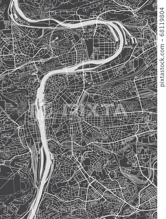 Prague city plan, detailed vector map 68119804