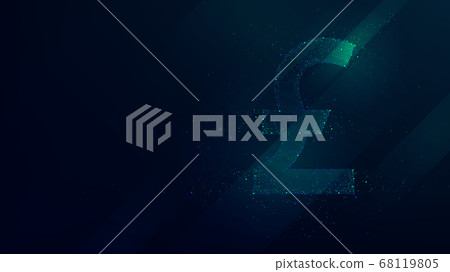 Pound sterling abstract polygonal points, low poly future technology futuristic 68119805