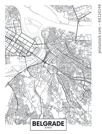 Detailed vector poster city map Belgrade Detailed vector poster city map Belgrade 68120149