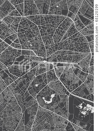 Bucharest city plan, detailed vector map 68120199
