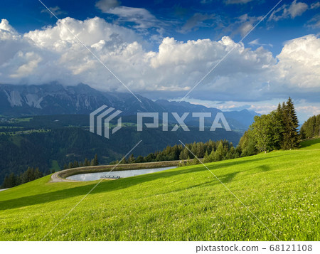 Dachstein mountain and summer valley views from 68121108
