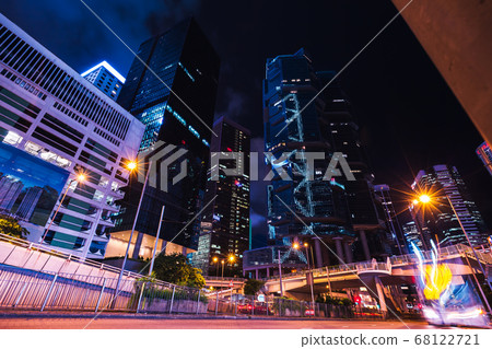 Night cityscape with colorful lights, Hong Kong Night cityscape with colorful lights, Hong Kong 68122721