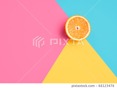 Orange on abstract geometry colored paper texture minimalism background 68123478
