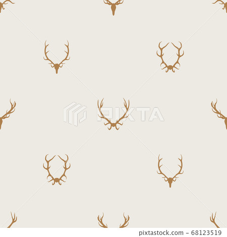Seamless pattern vector minimalist background with deer antlers  68123519