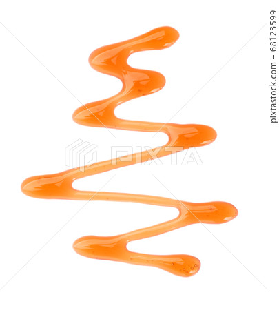 Maple syrup drizzle isolated on white background. Maple syrup drizzle isolated on white background. 68123599