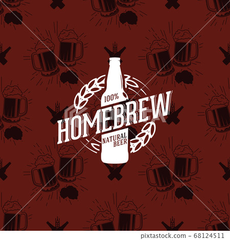 Homebrew logo on seamless pattern clinking glasses of beer, vector illustration 68124511