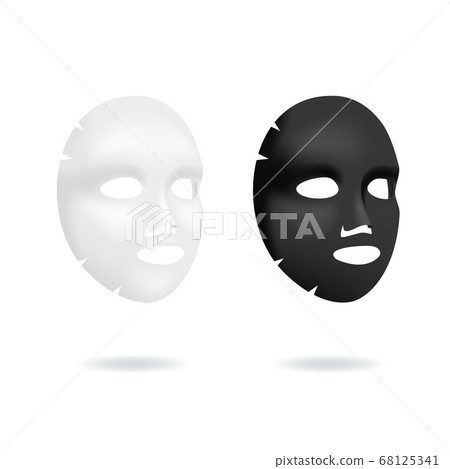 Realistic 3d Detailed White and Black Blank Facial Mask Cosmetics Template Mockup Set. Vector Realistic 3d Detailed White and Black Blank Facial Mask Cosmetics Template Mockup Set. Vector 68125341