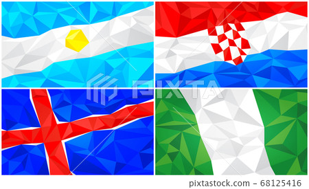 Low poly flag, abstract polygonal triangular background set 4 68125416