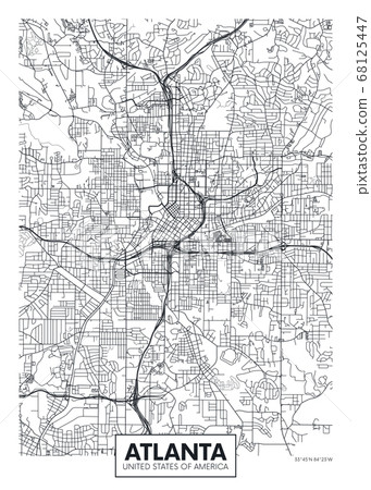 City map Atlanta, travel vector poster design detailed plan of the city, rivers and streets City map Atlanta, travel vector poster design detailed plan of the city, rivers and streets 68125447