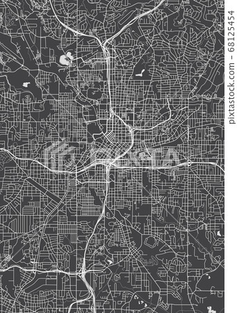 City map Atlanta, monochrome detailed plan, vector illustration detailed plan of the city, rivers and streets 68125454