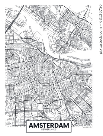 City map Amsterdam, travel vector poster design 68126750