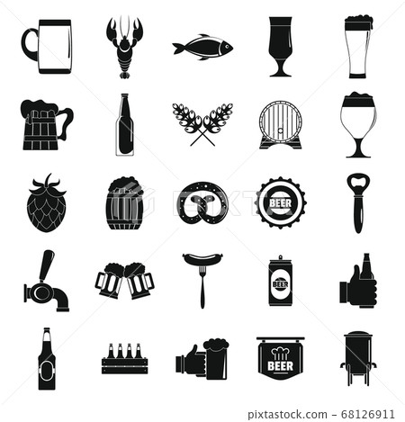 Beer Icons Set Simple Style Stock Illustration