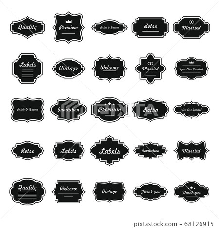 Vintage frame icons set, simple style 68126915