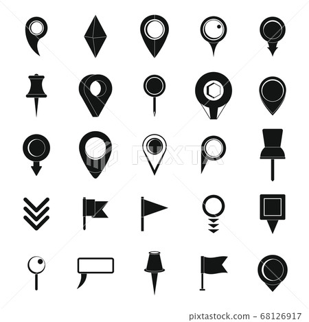 Map pointer icons set, simple style 68126917
