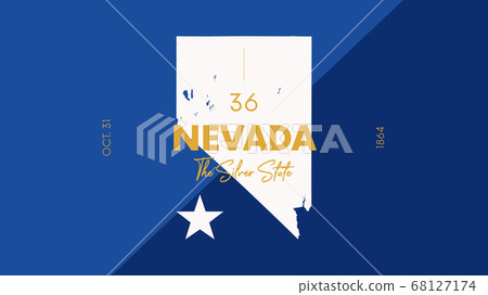 36 of 50 states of the United States with a name, nickname, and date admitted to the Union, Detailed Vector Nevada Map for printing posters, postcards and t-shirts 36 of 50 states of the United States with a name, nickname, and date admitted to the Union, Detailed Vector Nevada Map for printing posters, postcards and t-shirts 68127174