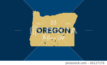 33 of 50 states of the United States with a name, nickname, and date admitted to the Union, Detailed Vector Oregon Map for printing posters, postcards and t-shirts 33 of 50 states of the United States with a name, nickname, and date admitted to the Union, Detailed Vector Oregon Map for printing posters, postcards and t-shirts 68127178