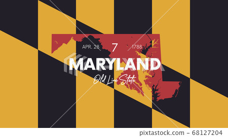 7 of 50 states of the United States with a name, nickname, and date admitted to the Union, Detailed Vector Maryland Map for printing posters, postcards and t-shirts 7 of 50 states of the United States with a name, nickname, and date admitted to the Union, Detailed Vector Maryland Map for printing posters, postcards and t-shirts 68127204