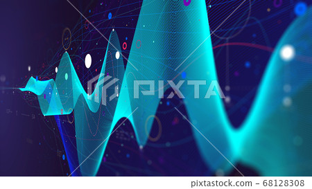 Business analytics presentation, big data stream futuristic infographic, monitor screen in perspective 68128308