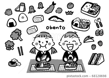 Bento side dish child set monochrome Bento side dish child set monochrome 68128698