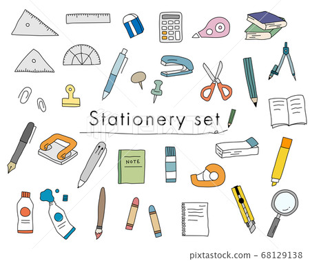 Set of handwritten stationery illustrations / Writing instruments / Study / Pencils / Cute 68129138