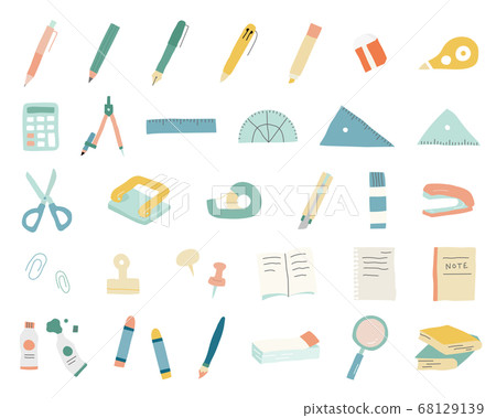 Set of handwritten stationery illustrations / Writing instruments / Study / Pencils / Cute Set of handwritten stationery illustrations / Writing instruments / Study / Pencils / Cute 68129139