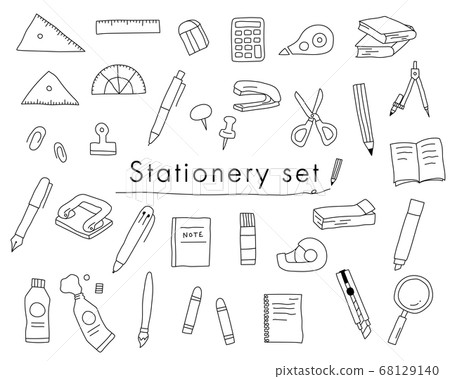 Set of handwritten stationery illustrations / Writing instruments / Study / Pencils / Cute Set of handwritten stationery illustrations / Writing instruments / Study / Pencils / Cute 68129140
