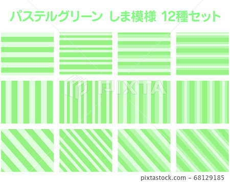 Pastel green striped pattern 12 kinds set 68129185