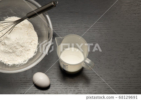Pancake ingredients (pancake mix, milk, eggs) 68129691