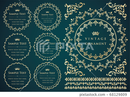 Vintage ornament set. Borders and various frame materials. 68129809