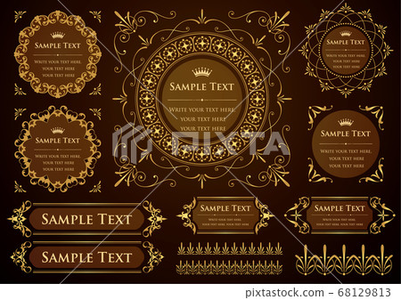 Vintage ornament set. Borders and various frame materials. Vintage ornament set. Borders and various frame materials. 68129813