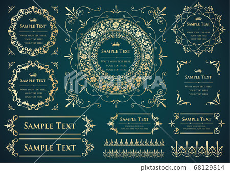 Vintage ornament set. Borders and various frame materials. Vintage ornament set. Borders and various frame materials. 68129814